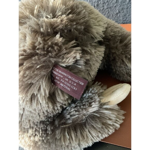 SLOTH plush brown 16" fuzzy stuffed animal Bearington Collection - Picture 4 of 4